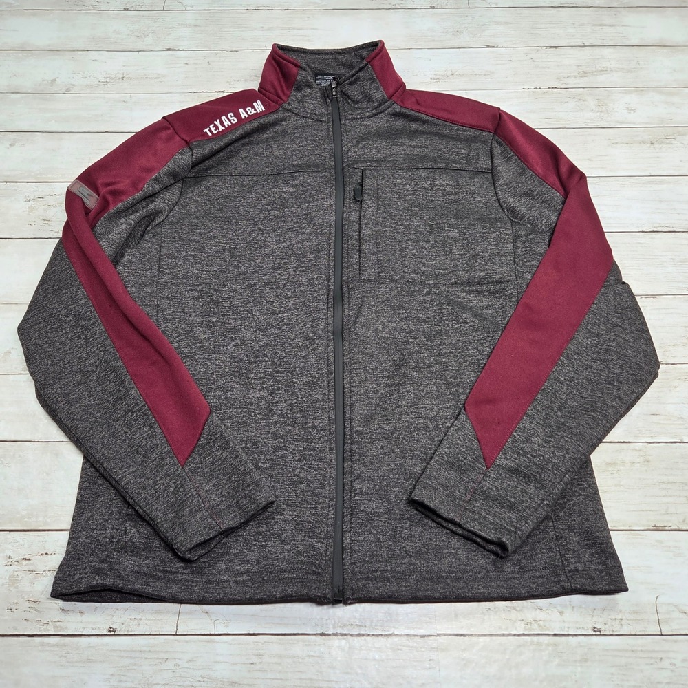 Colosseum Texas A&M Full Zip Jacket Athletic Men Small Gray Maroon Embroidered